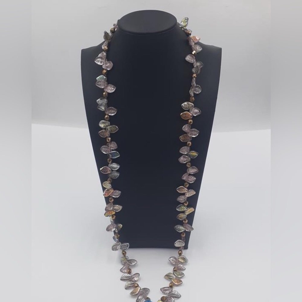 Vintage KJK glass leaf necklace by KJK NYC, Katherine Jane Kornblau